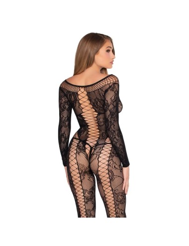 LEG AVENUE - 89369 NET & LACE JUMPSUIT BLACK - ONE SIZE