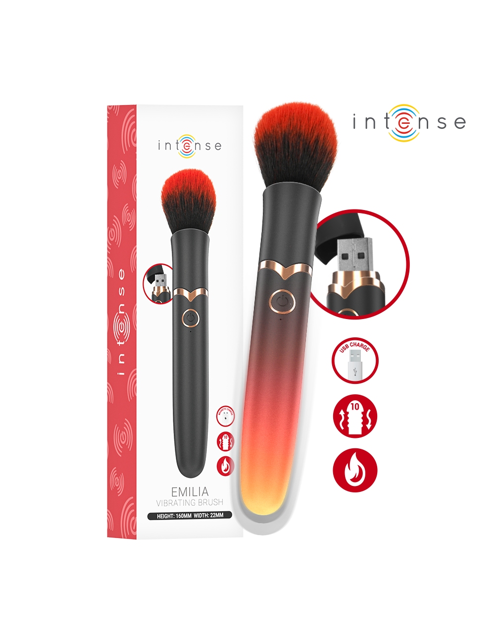 INTENSE - EMILIA HEATED VIBRATING BRUSH 16 CM