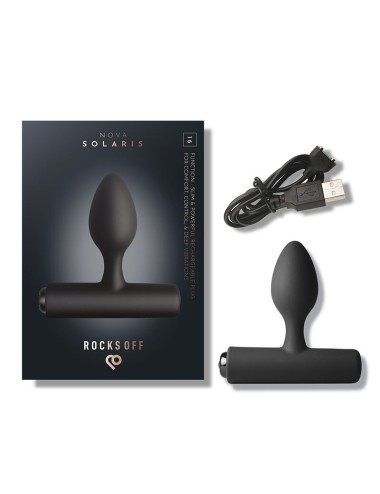 ROCKS-OFF - NOVA SOLARIS RECHARGEABLE SLIM & POWERFUL ANAL PLUG 16 FUNCTION BLACK