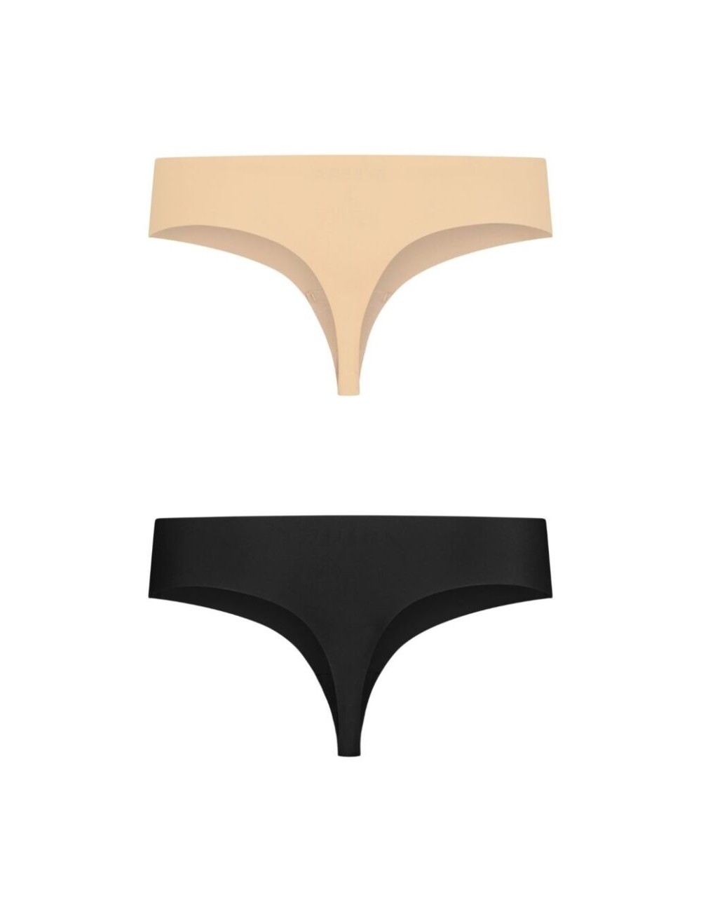 BYE-BRA - INVISIBLE THONG 2 PACK BEIGE & BLACK SIZE S