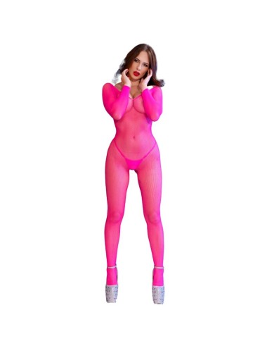 CHILIROSE - CR 4894 NEON PINK MESH BODYSTOCKING S/M