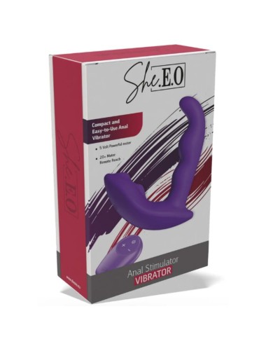 SHE.E.O - ROTATING VIBRATING ANAL STIMULATOR WITH REMOTE CONTROL - PURPLE