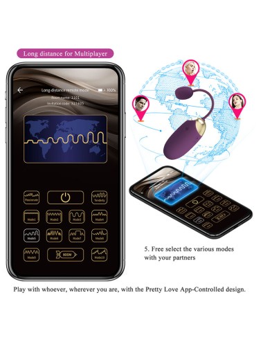 PRETTY LOVE - KLAY THRUSTING EGG VIBRATOR APP CONTROL PURPLE