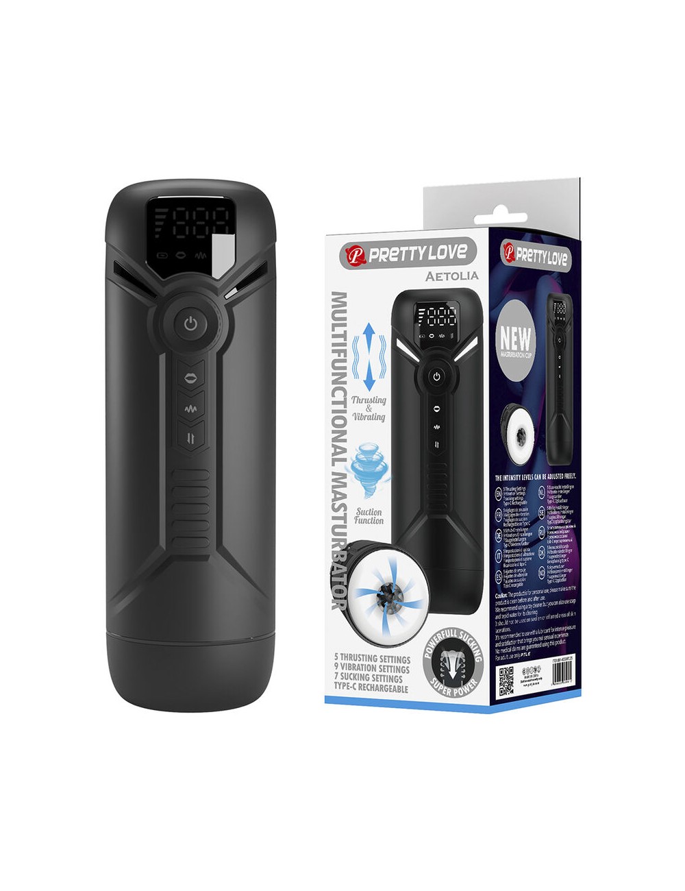 PRETTY LOVE - AETOLA MULTIFUNCTION AUTOMATIC MASTURBATOR BLACK