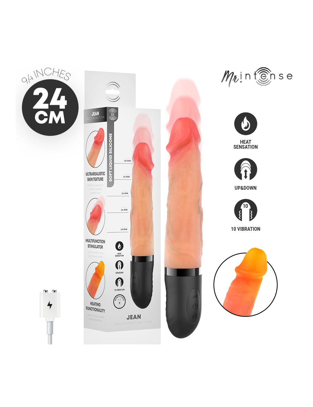 MR INTENSE - JEAN UP&DOWN VIBRATOR WITH HEAT EFFECT 24 CM -Ø- 3.8 CM