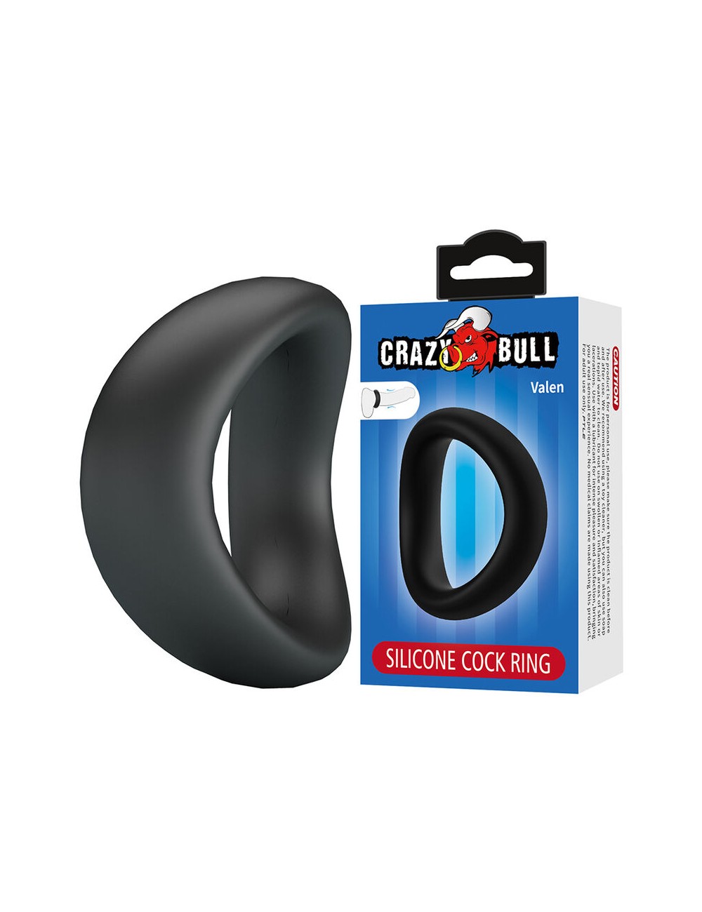 CRAZY BULL - VALEN ERGONOMIC SILICONE COCK RING BLACK