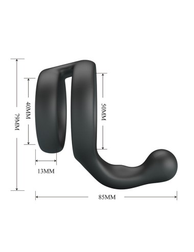 CRAZY BULL - YANCY DOUBLE COCK AND BALL RING BLACK