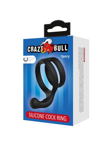 CRAZY BULL - YANCY DOUBLE COCK AND BALL RING BLACK