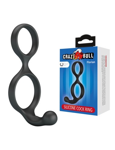 CRAZY BULL - FLORIAN DOUBLE COCK AND BALL RING BLACK