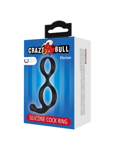 CRAZY BULL - FLORIAN DOUBLE COCK AND BALL RING BLACK