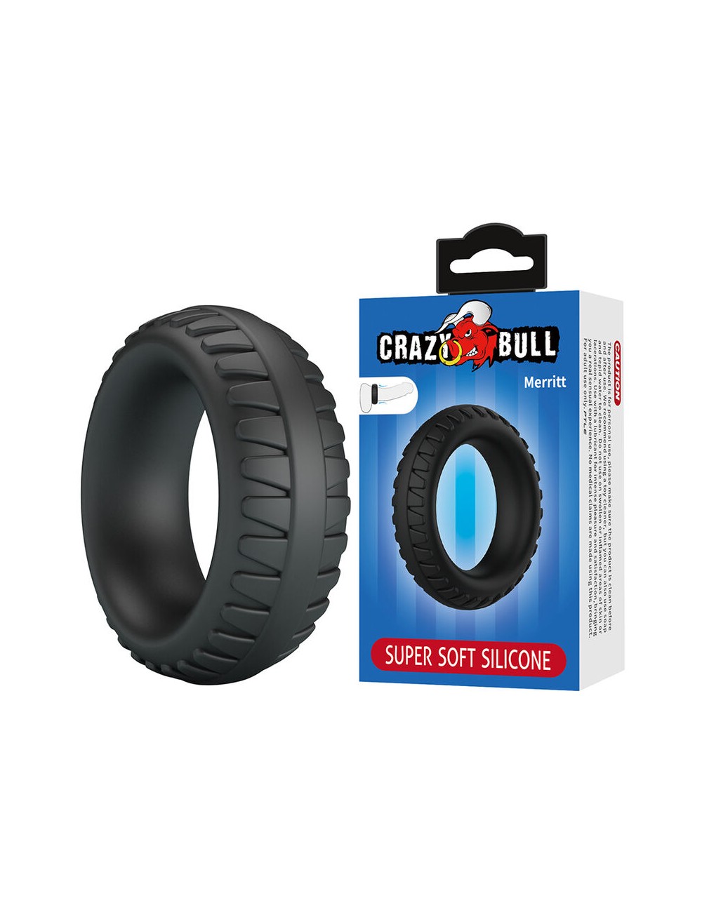 CRAZY BULL - MERRITT TEXTURED SILICONE COCK RING BLACK