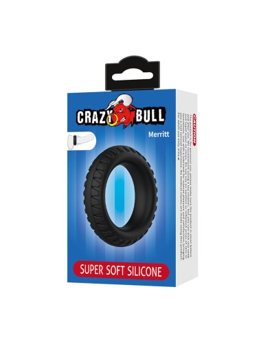 CRAZY BULL - MERRITT TEXTURED SILICONE COCK RING BLACK