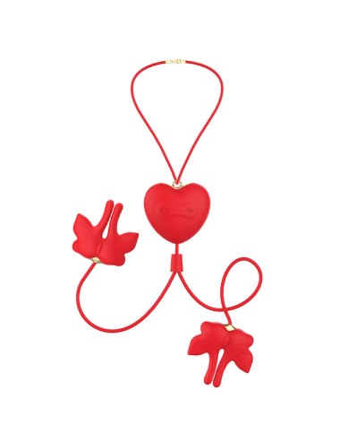 ARMONY - MAGNETIC NIPPLE CLAMPS WITH VIBRATION BUTTERFLY SHAPE RED