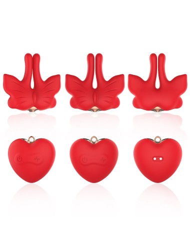 ARMONY - MAGNETIC NIPPLE CLAMPS WITH VIBRATION BUTTERFLY SHAPE RED
