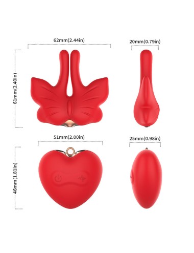 ARMONY - MAGNETIC NIPPLE CLAMPS WITH VIBRATION BUTTERFLY SHAPE RED