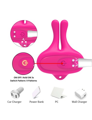 ARMONY - RABBIT SHAPE VIBRATION MAGNETIC NIPPLE CLAMPS PINK