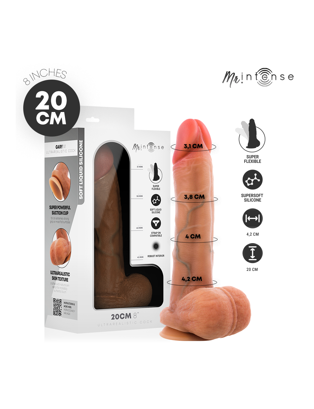 MR INTENSE - GARY M ULTRA-REALISTIC SILICONE COCK WITH TESTICLES 20 CM -Ø- 4.2 CM