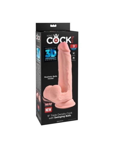 KING COCK PLUS - TRIPLE DENSITY REALISTIC DILDO WITH SWINGING TESTICLES 23 CM FLESH