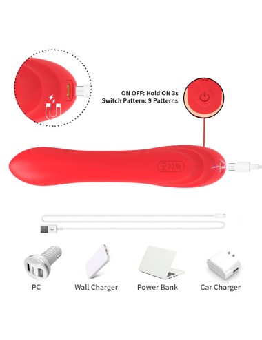 ARMONY - G-SPOT AND CLITORIS STIMULATOR VIBRATOR WITH OSCILLATING TONGUE RED