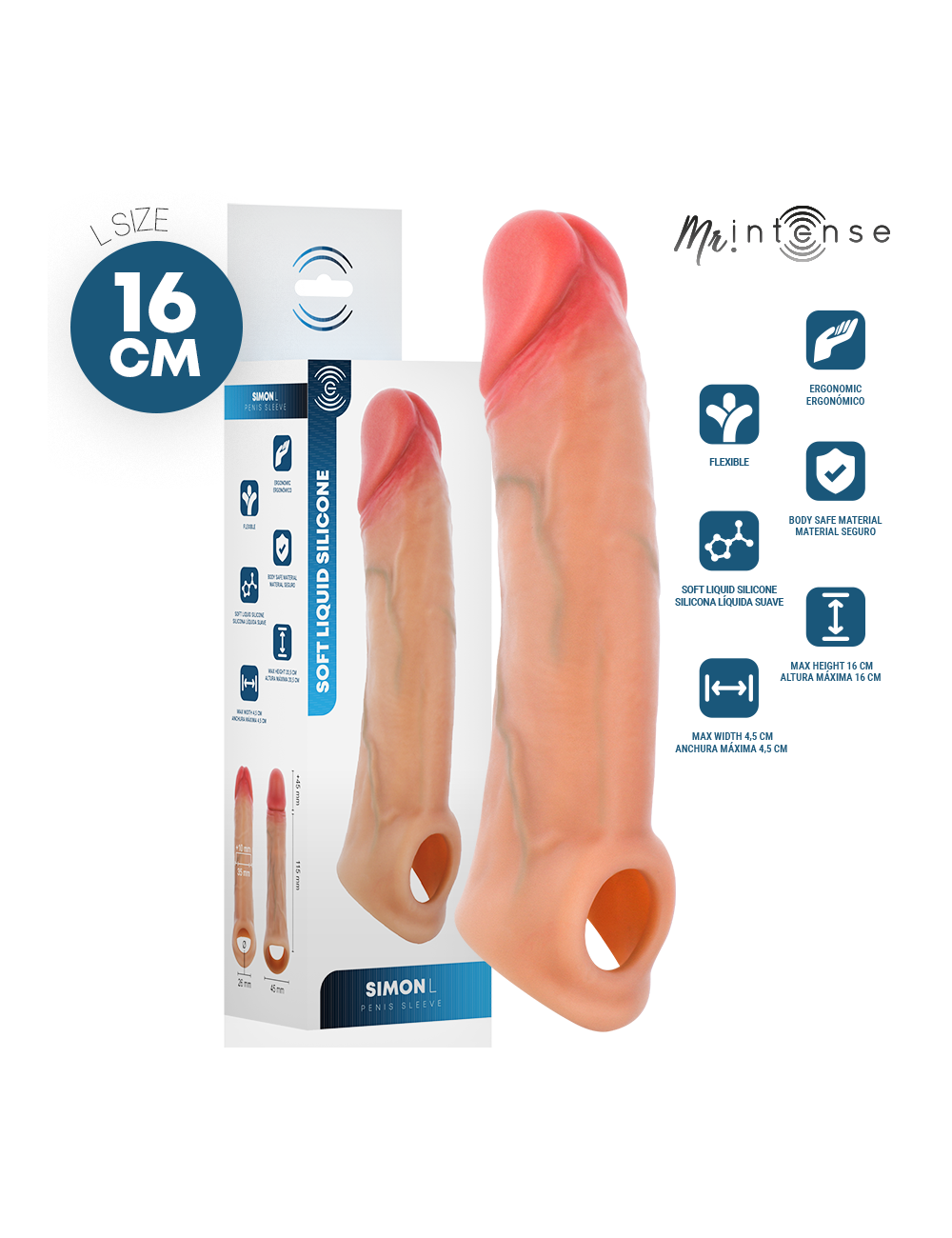 MR INTENSE - SIMON L SILICONE PENIS COVER 16 CM -Ø- 4.5 CM