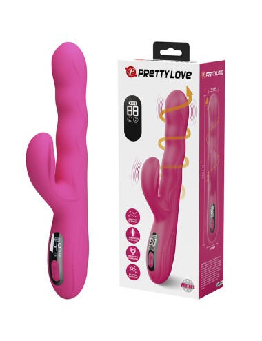 PRETTY LOVE - WINTERS MULTIFUNCTION RABBIT VIBRATOR WITH LED DISPLAY PINK