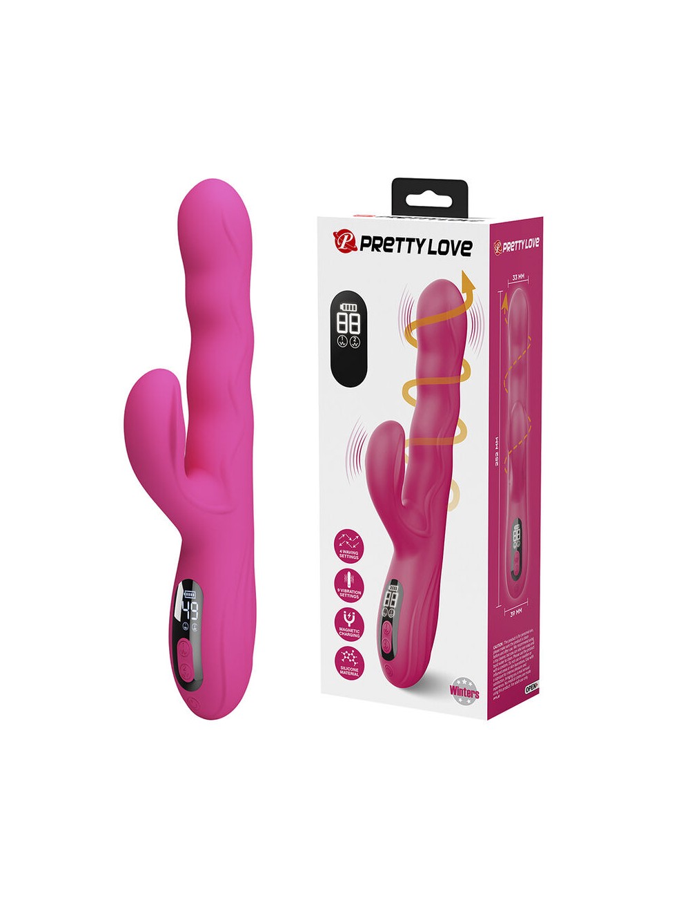PRETTY LOVE - WINTERS MULTIFUNCTION RABBIT VIBRATOR WITH LED DISPLAY PINK