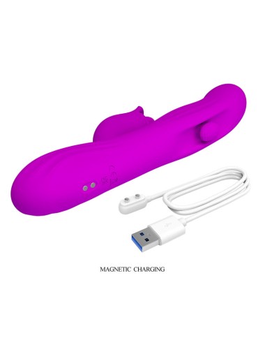 PRETTY LOVE - YALANDA RABBIT OSCILLATING VIBRATOR WITH LED DISPLAY PURPLE