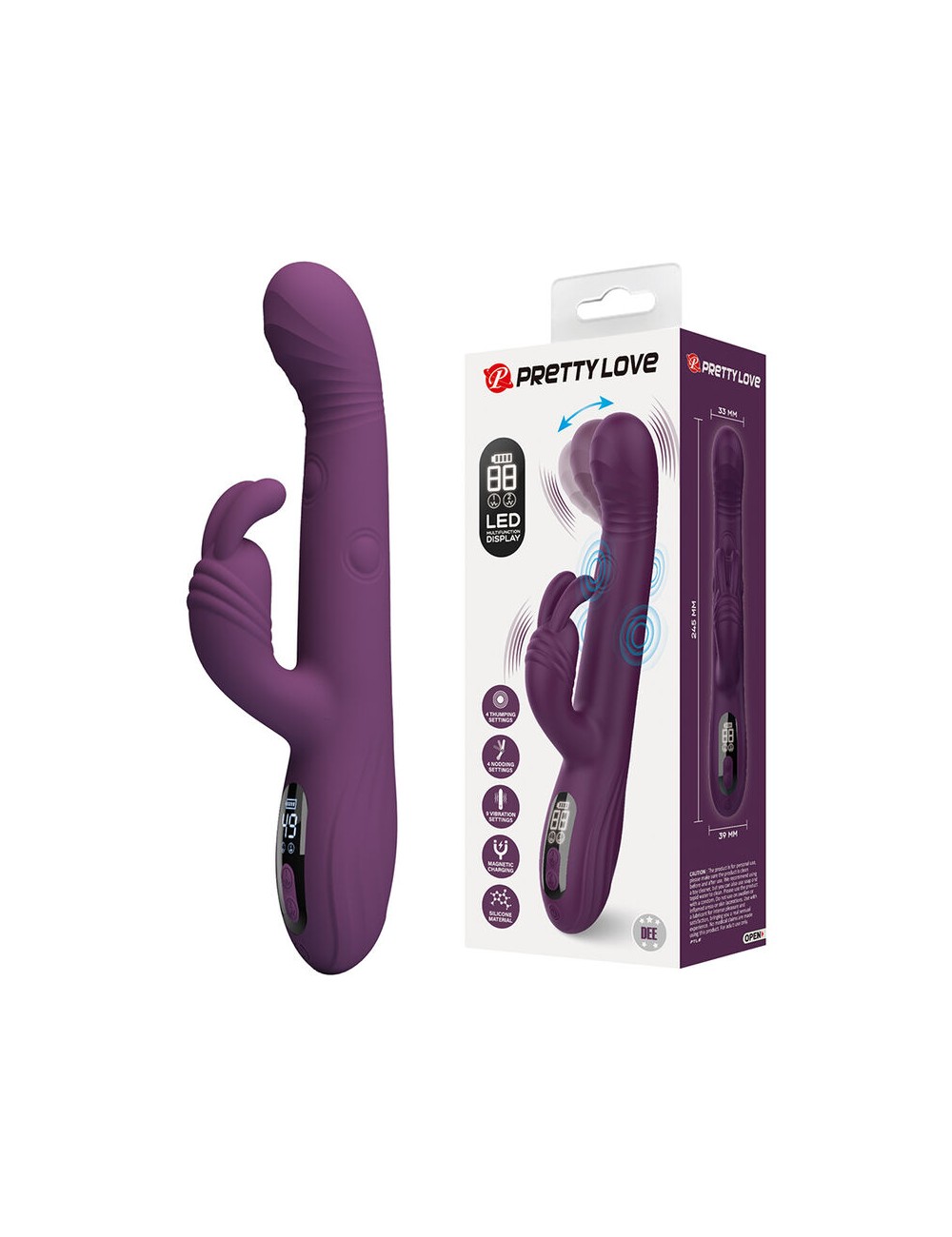 PRETTY LOVE - DEE MULTIFUNCTION RABBIT VIBRATOR OSCILLATING AND PERCUSSION PURPLE