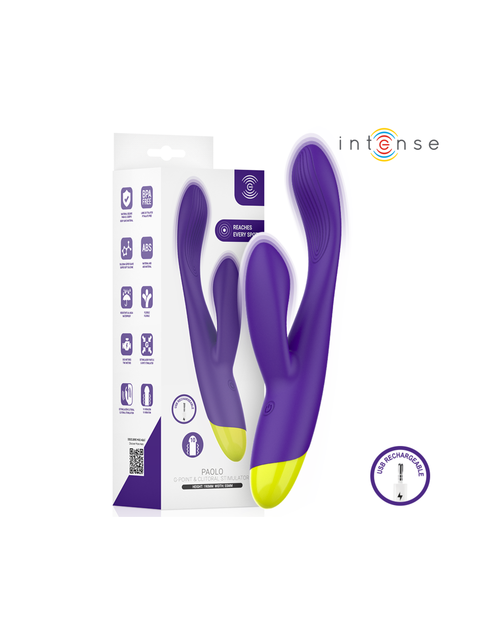 INTENSE - PAOLO RECHARGEABLE RABBIT STIMULATOR FOR G-SPOT AND CLITORIS