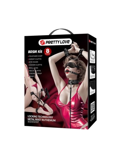 PRETTY LOVE - 8 PIECE BDSM KIT BLACK