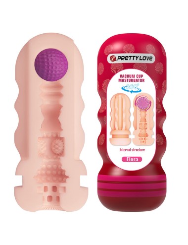PRETTY LOVE - FLORA VAGINA MASTURBATOR WITH SUCTION CUP AND INTERNAL TEXTURES