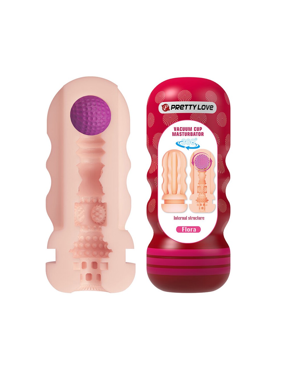 PRETTY LOVE - FLORA VAGINA MASTURBATOR WITH SUCTION CUP AND INTERNAL TEXTURES