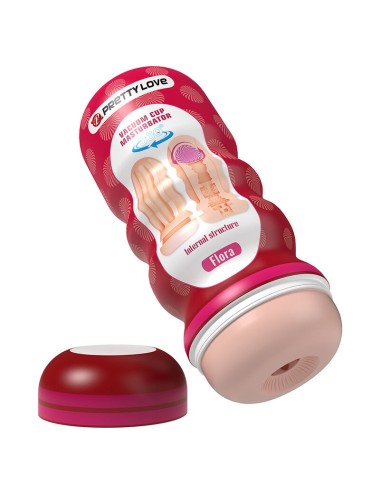 PRETTY LOVE - FLORA VAGINA MASTURBATOR WITH SUCTION CUP AND INTERNAL TEXTURES