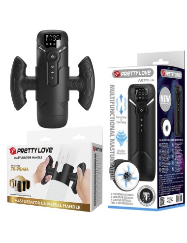 PRETTY LOVE - AETOLA MULTIFUNCTION AUTOMATIC MASTURBATOR WITH HANDLE BLACK