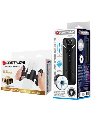 PRETTY LOVE - AETOLA MULTIFUNCTION AUTOMATIC MASTURBATOR WITH HANDLE BLACK
