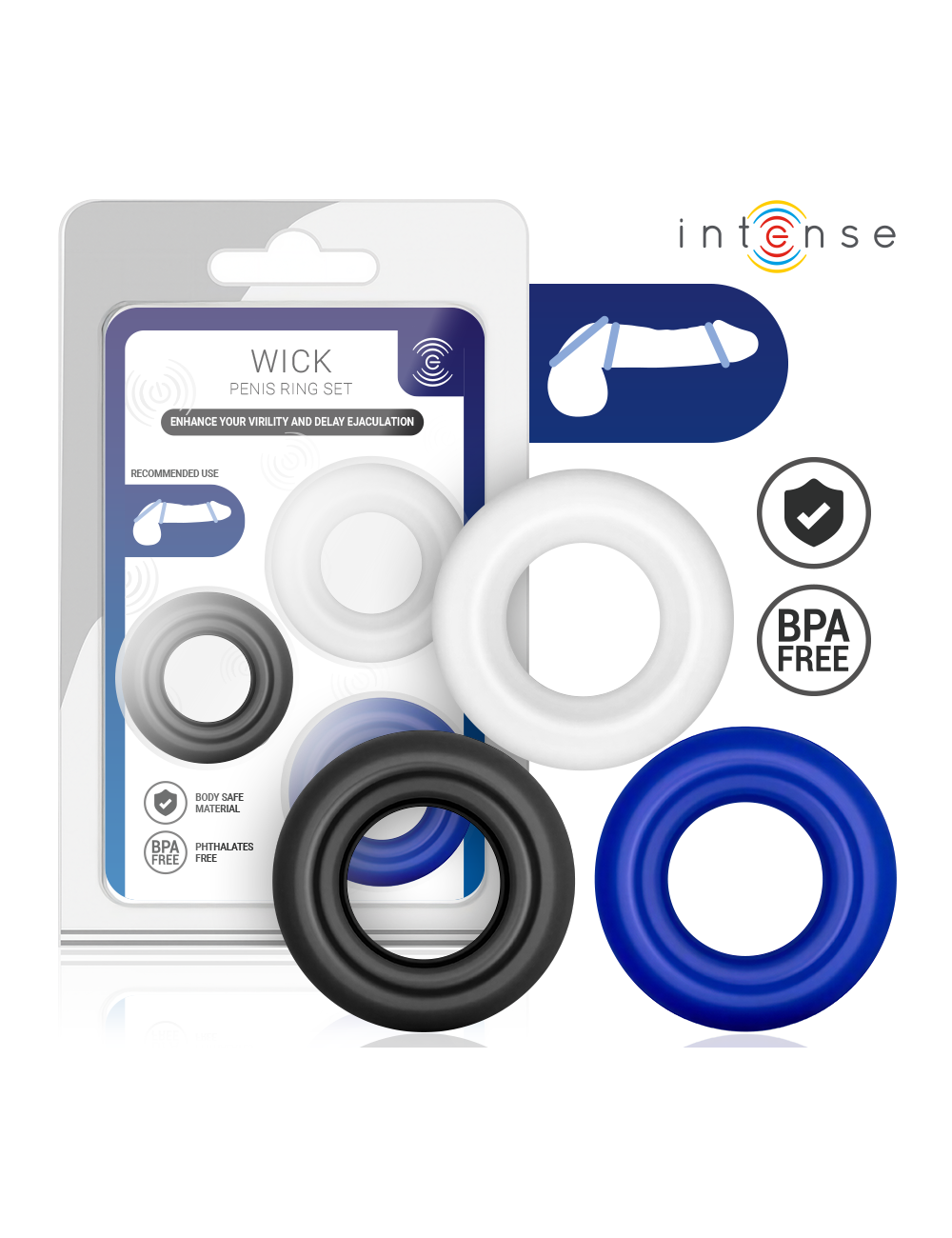 INTENSE - WICK SET OF 3 PENIS RINGS VARIOUS COLORS