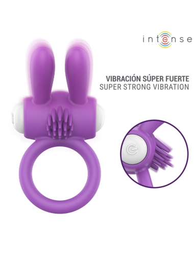 INTENSE - HOPPS VIBRATING PENIS RING WITH CLITORAL STIMULATION PURPLE