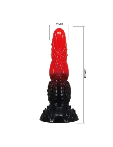 POWER MONSTERS - FIRE DRAGON FANTASY DILDO WITH SUCTION CUP 24.5 CM Ø 5.8 CM RED & BLACK