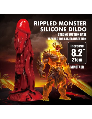 POWER MONSTERS - MINOTAUR FANTASY DILDO WITH SUCTION CUP 21 CM Ø 5 CM RED & BLACK