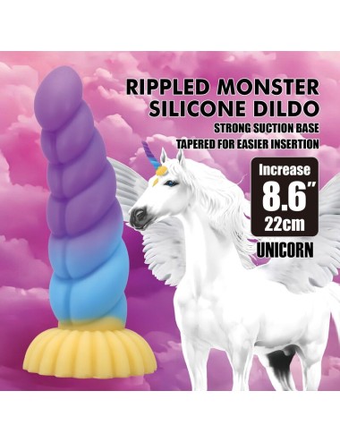 POWER MONSTERS - UNICORN TRICOLOR FANTASY SILICONE DILDO 22 CM Ø 5 CM