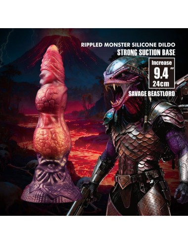 POWER MONSTERS - SAVAGE BEASTLORD TRICOLOR FANTASY SILICONE DILDO 24 CM Ø 5 CM