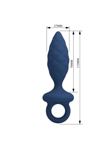 MR PLAY - TEXTURED ANAL PLUG WITH RING BLUE S