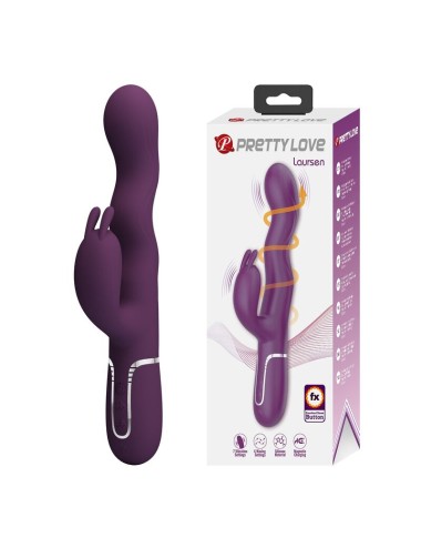 PRETTY LOVE - LOURSEN RABBIT VIBRATOR WITH THRUSTING MOTION AND 7 VIBRATIONS USB RECHARGEABLE PURPLE