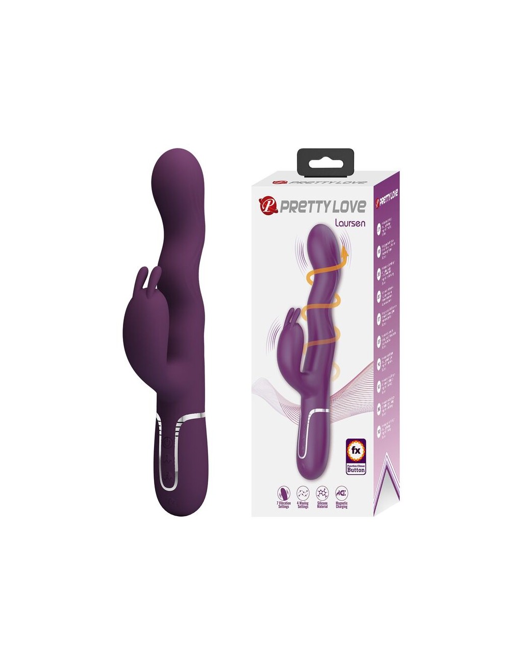PRETTY LOVE - LOURSEN RABBIT VIBRATOR WITH THRUSTING MOTION AND 7 VIBRATIONS USB RECHARGEABLE PURPLE