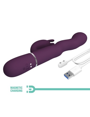 PRETTY LOVE - LOURSEN RABBIT VIBRATOR WITH THRUSTING MOTION AND 7 VIBRATIONS USB RECHARGEABLE PURPLE
