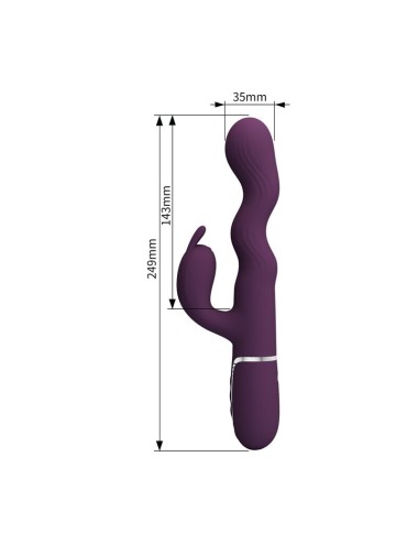 PRETTY LOVE - LOURSEN RABBIT VIBRATOR WITH THRUSTING MOTION AND 7 VIBRATIONS USB RECHARGEABLE PURPLE