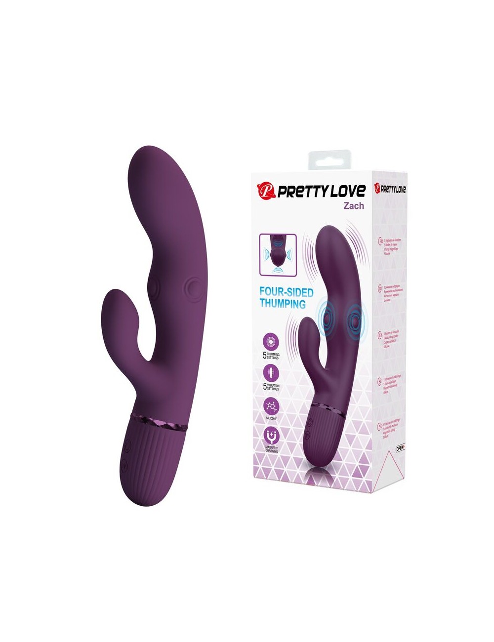 PRETTY LOVE - ZACH RECHARGEABLE THRUSTING RABBIT VIBRATOR 5+5 FUNCTIONS