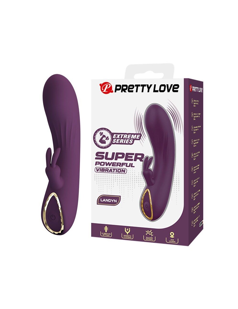 PRETTY LOVE - LANDYN RECHARGEABLE RABBIT VIBRATOR 10 FUNCTIONS PURPLE