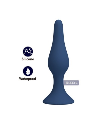MR PLAY - SLIM SILICONE ANAL PLUG BLUE L