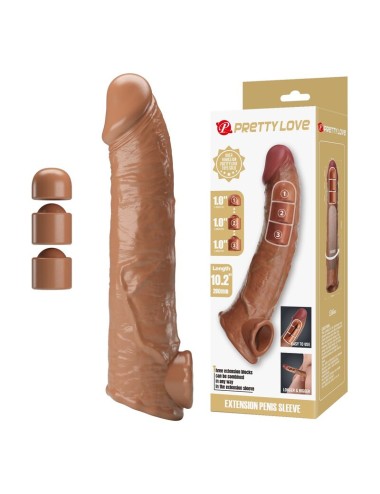 PRETTY LOVE - ADJUSTABLE PENIS EXTENSION SLEEVE 26 CM Ø 4 CM NATURAL